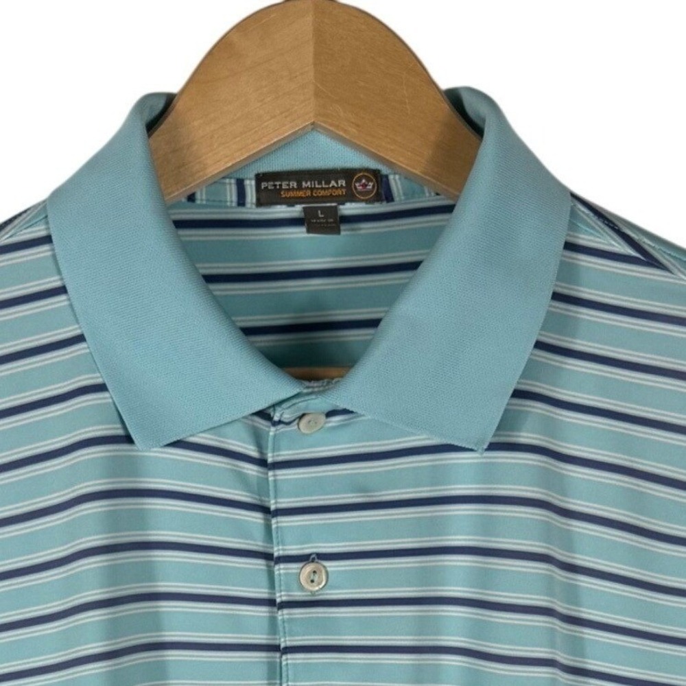 Peter Millar Polo Shirt Mens L Summer Comfort Performance Pelican Hill Golf - Picture 2 of 9